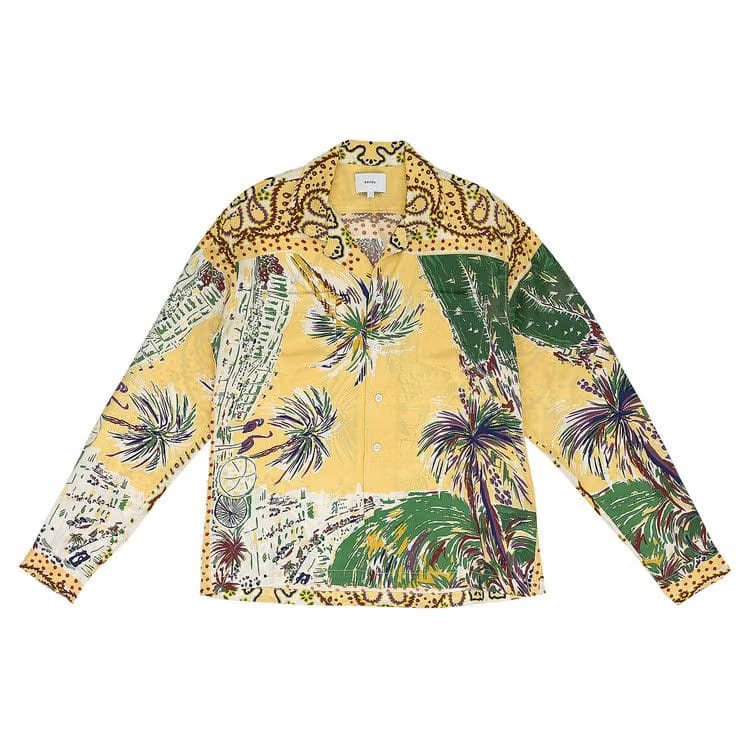 Rhude Palmina Silk Long-Sleeve Button Down Shirt Multicolor