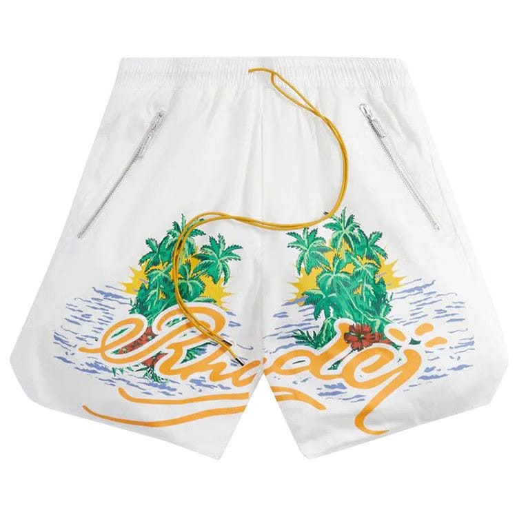 Rhude Palms Logo Shorts White