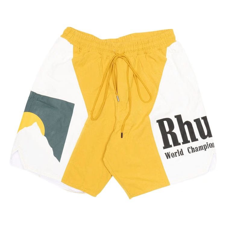 Rhude Panel Logo Shorts Mustard/White