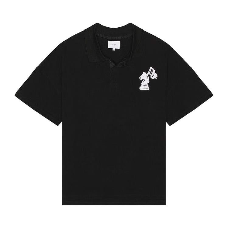 Rhude Pique Boxy Polo Shirt Black/White