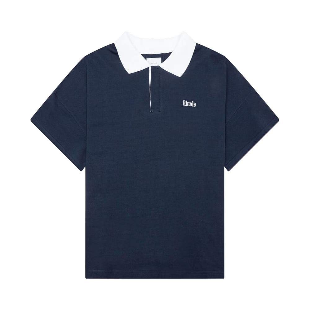 Rhude Pique Polo Dark Navy/White