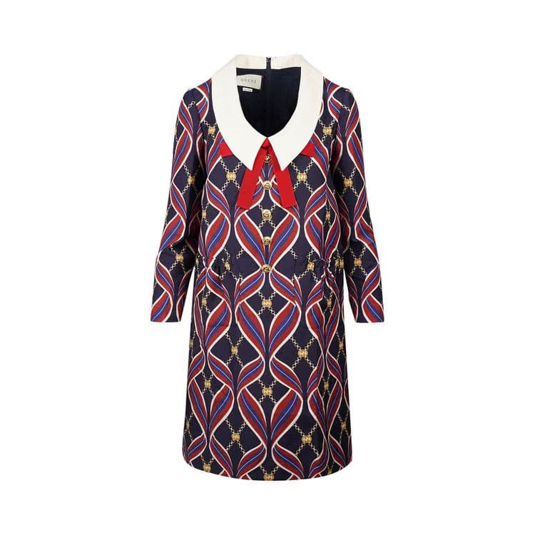 Gucci Ribbon Print Dress Blue