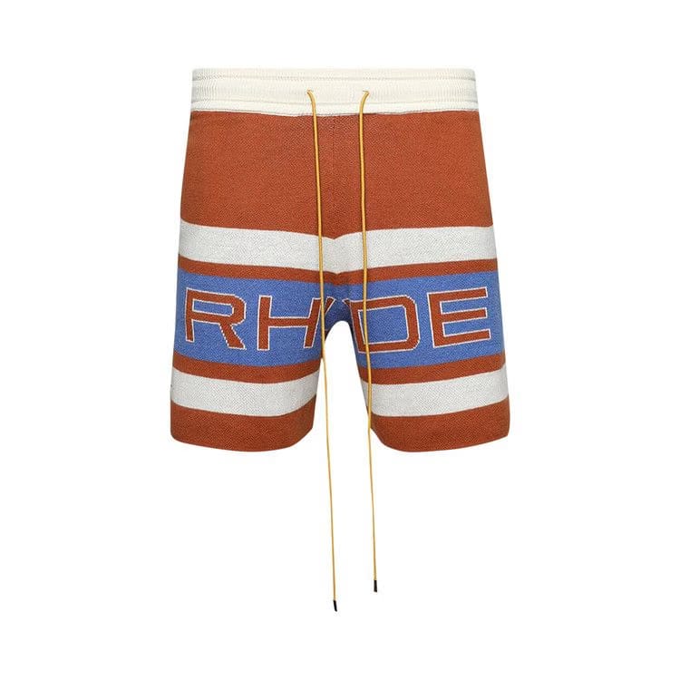 Rhude Pravil Racing Knit Shorts Brick/Cream/Blue