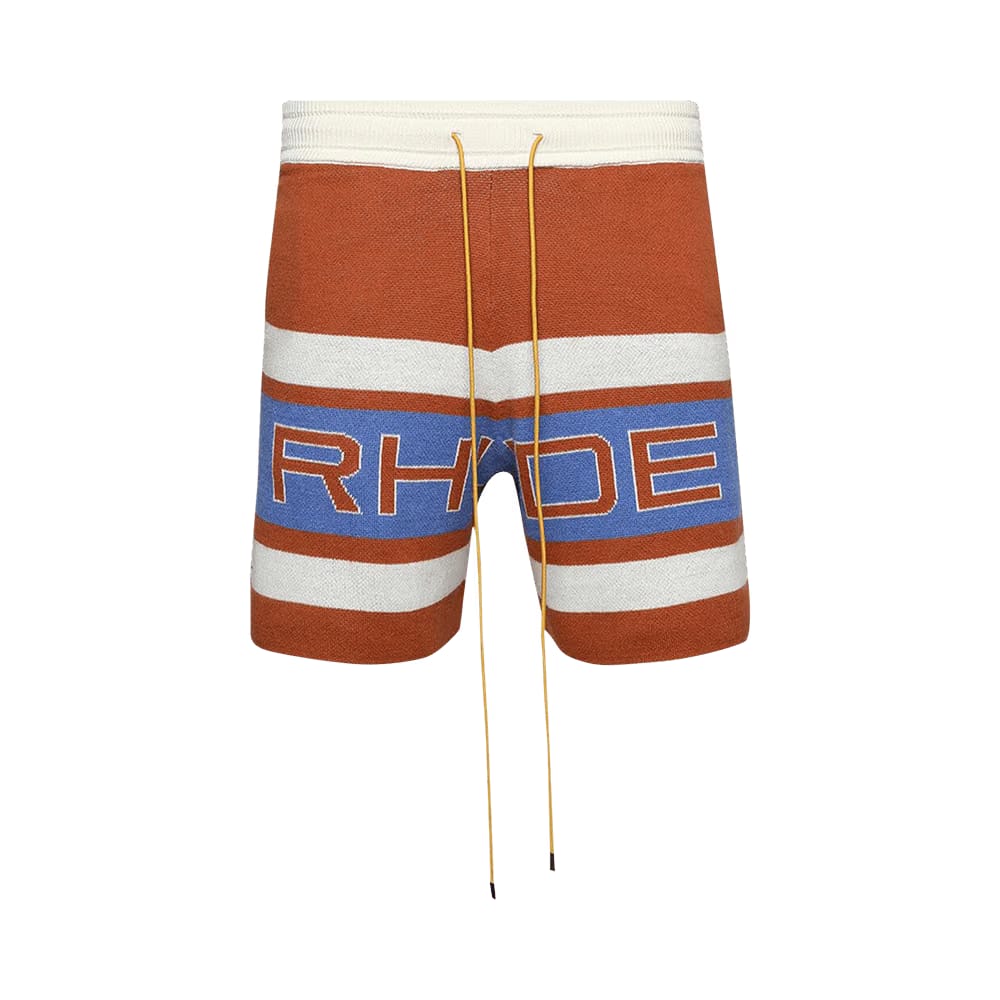 Rhude Pravil Racing Knit Shorts Brick/Cream/Blue