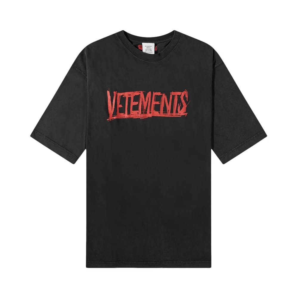 Vetements World Tour Logo T-Shirt Washed Black