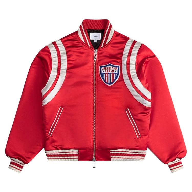 Rhude Satin Varsity Jacket Red/Ivory
