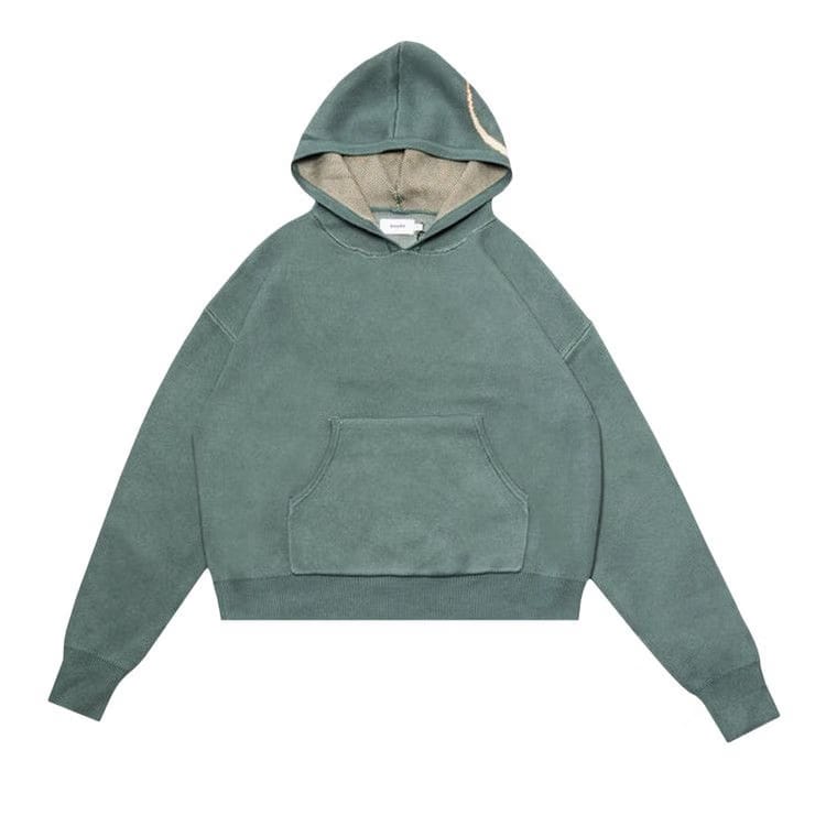 Rhude Script Logo Knit Hoodie Ivory/Sage