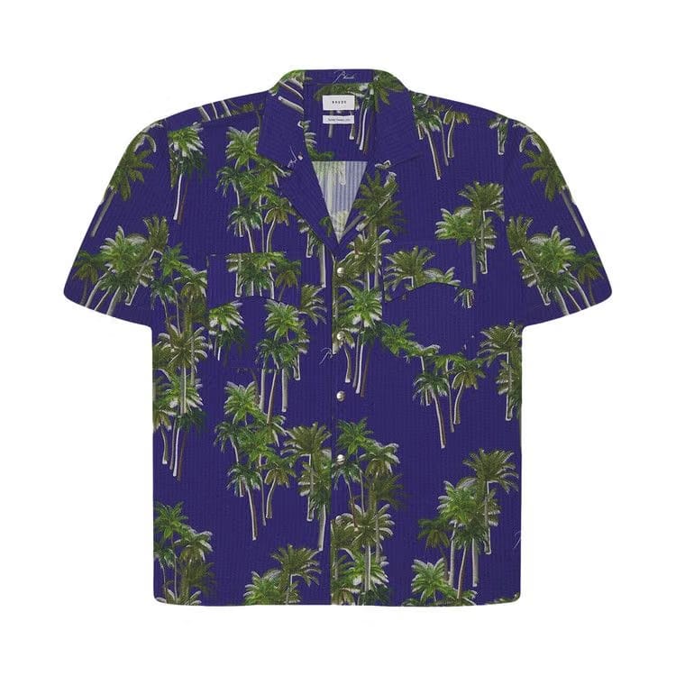 Rhude Searsucker Hawiian Shirt Blue/Green