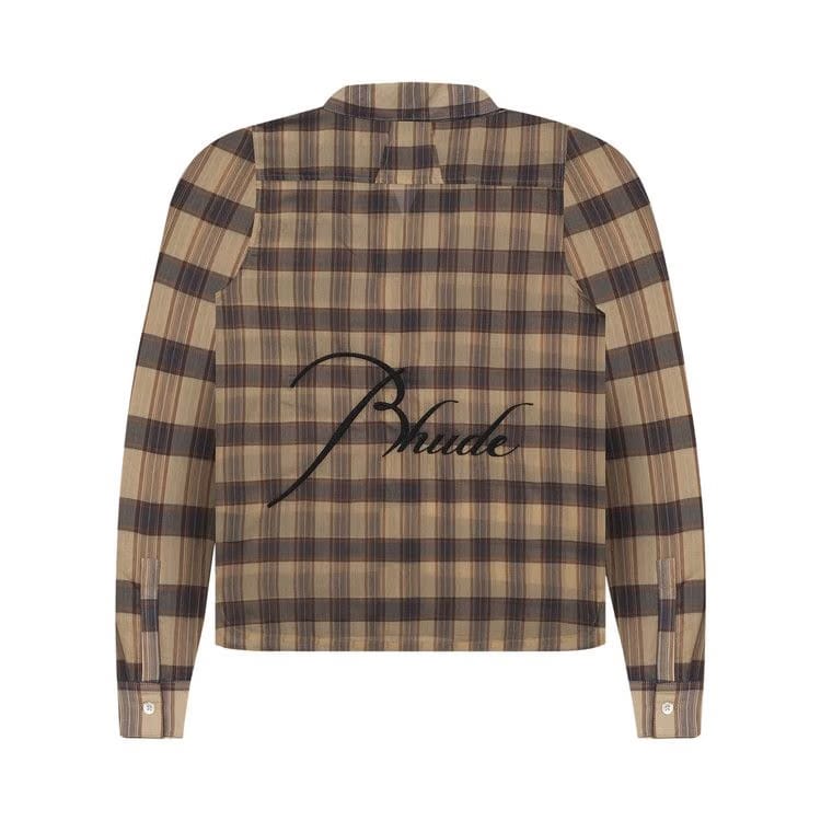 Rhude Sheer Plaid Button Down Tan