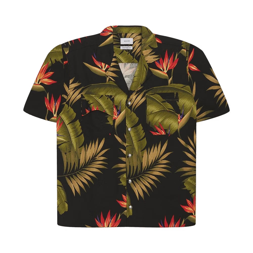 Rhude Snap Hawiian Shirt Black/Green