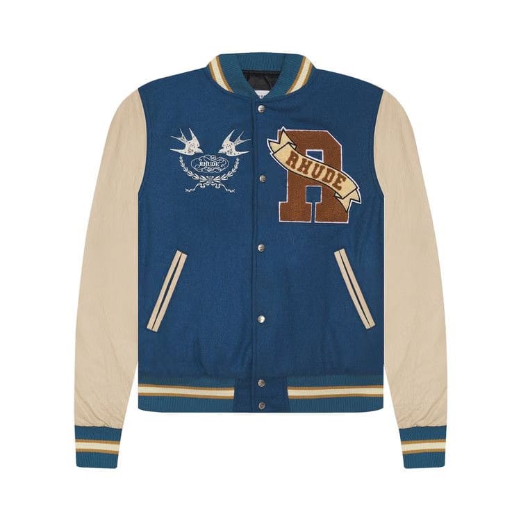 Rhude Sparrow Varsity Jacket Slate/Creme