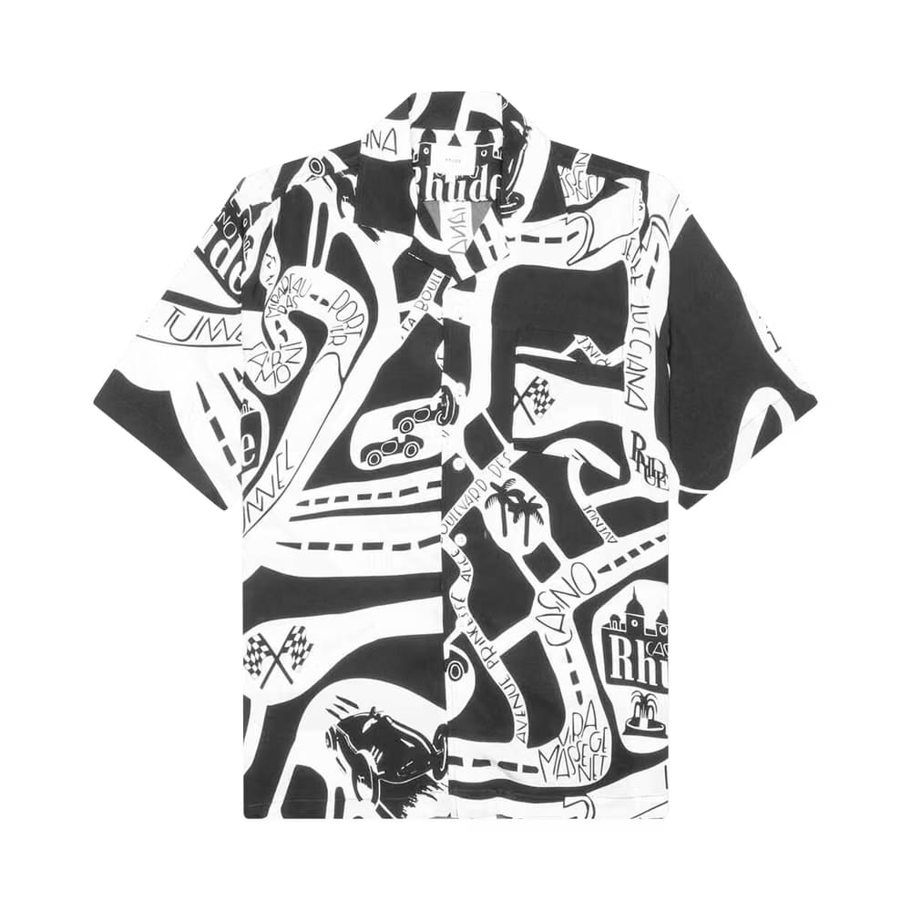 Rhude Strada Silk Shirt Black/White