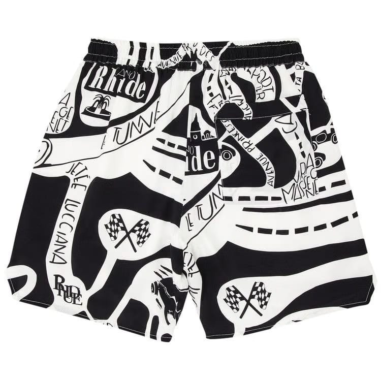 Rhude Strada Silk Shorts Black/White