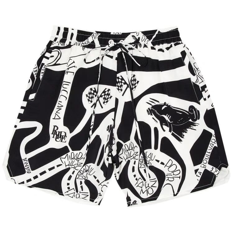 Rhude Strada Silk Shorts Black/White