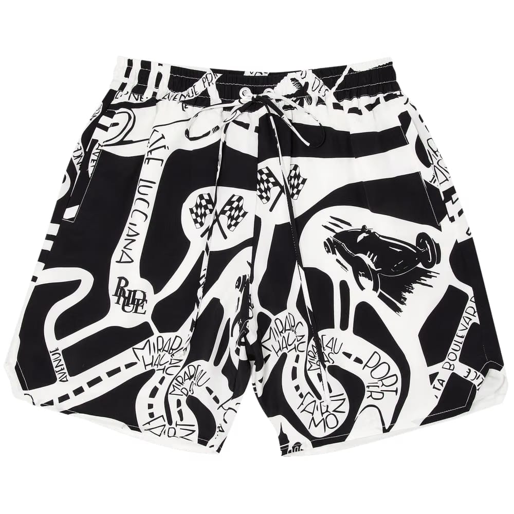 Rhude Strada Silk Shorts Black/White