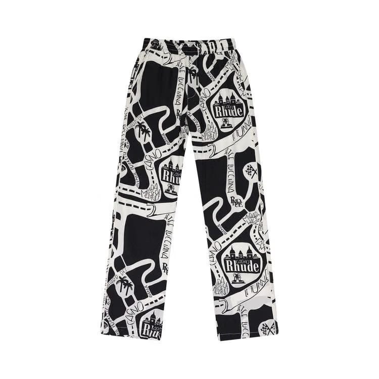 Rhude Strada Silk Track Pants Black/White