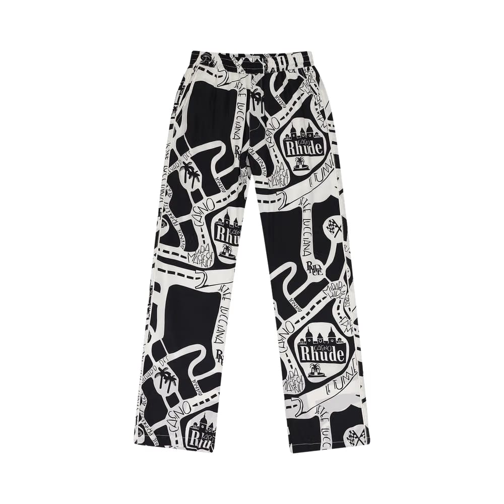 Rhude Strada Silk Track Pants Black/White