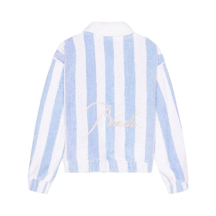Rhude Striped Loop Terry Polo White/Light Blue