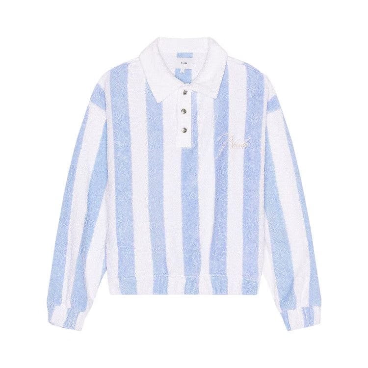 Rhude Striped Loop Terry Polo White/Light Blue