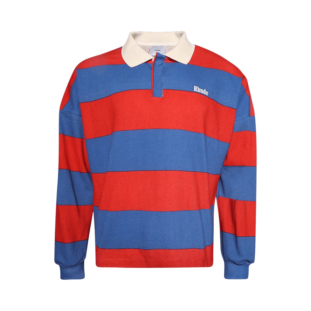 Rhude Striped Pique Polo Red/Blue