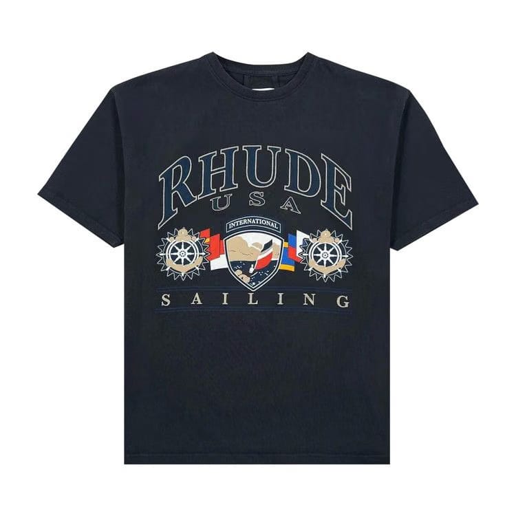 Rhude USA Sailing Icon T-Shirt Vintage Black/White
