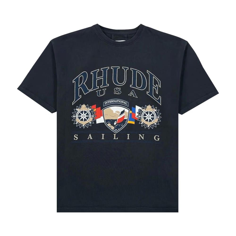 Rhude USA Sailing Icon T-Shirt Vintage Black/White