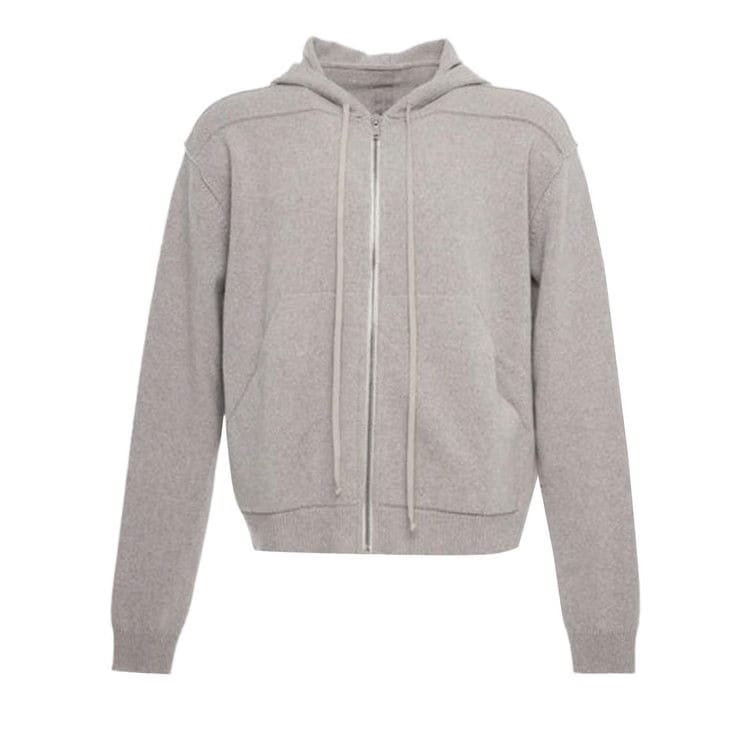 Rick Owens Giacca In Maglia Zipped Hoodie Pearl