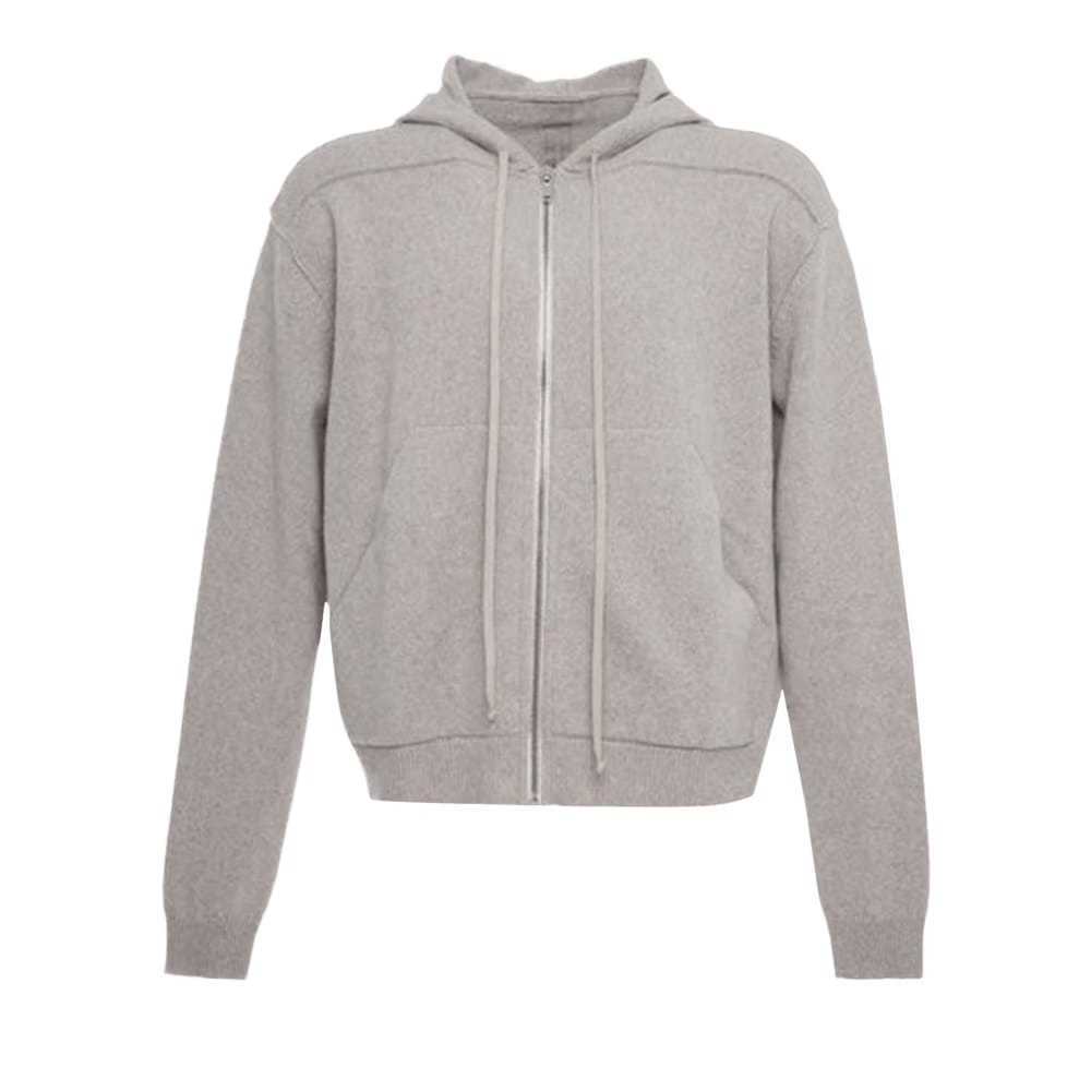 Rick Owens Giacca In Maglia Zipped Hoodie Pearl