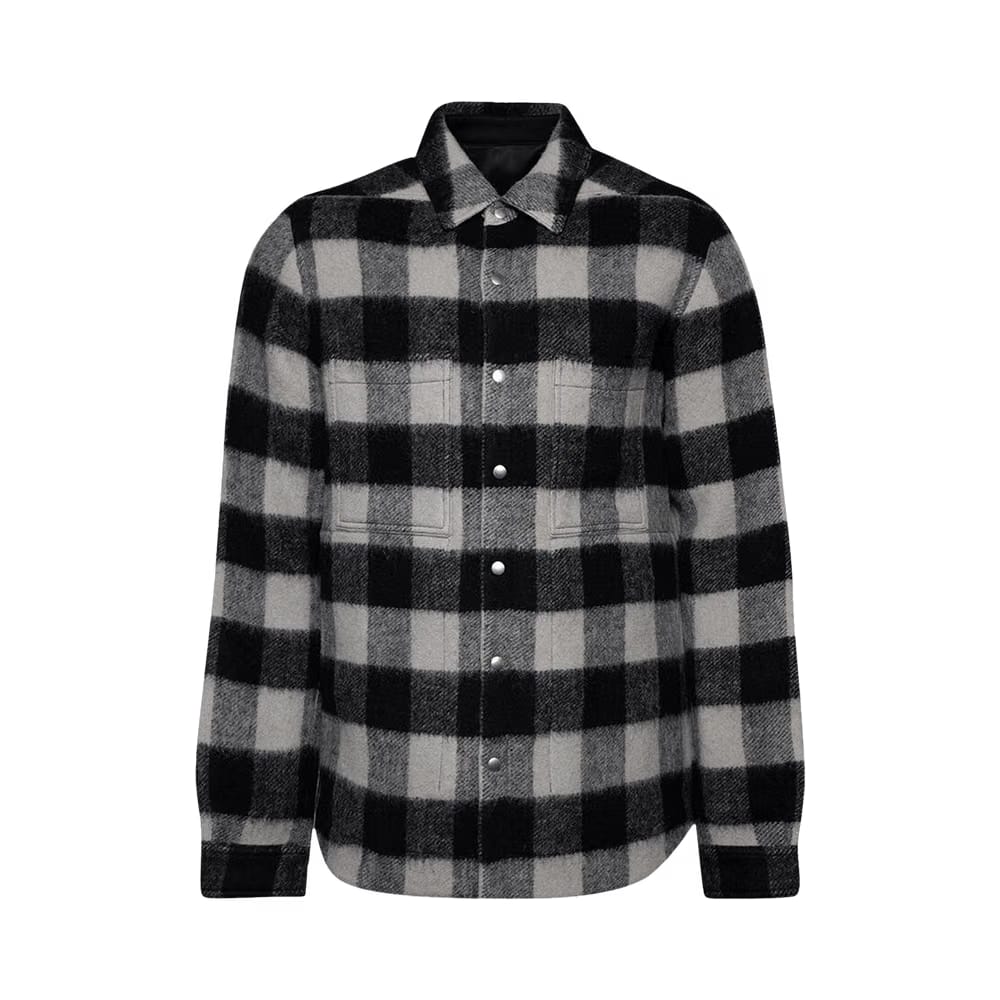 Rick Owens Giacca Outershirt Black Plaid