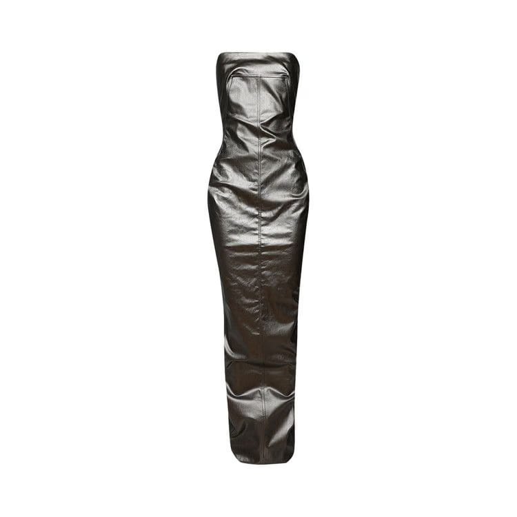 Rick Owens Strapless Bustier Gown Gun Metal