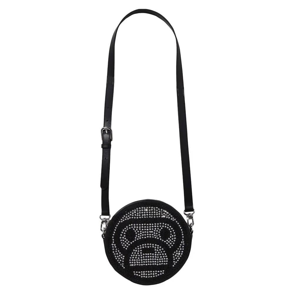 BAPE Baby Milo Crystal Stone Shoulder Bag Black