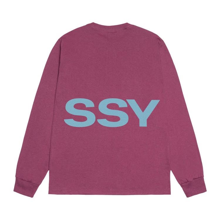 Stussy All Caps Long-Sleeve T-Shirt Berry