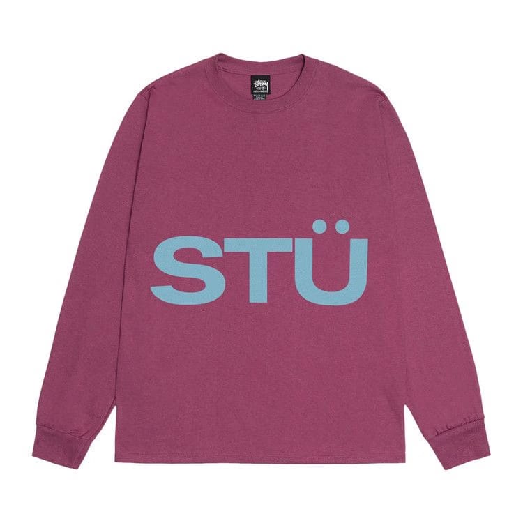 Stussy All Caps Long-Sleeve T-Shirt Berry