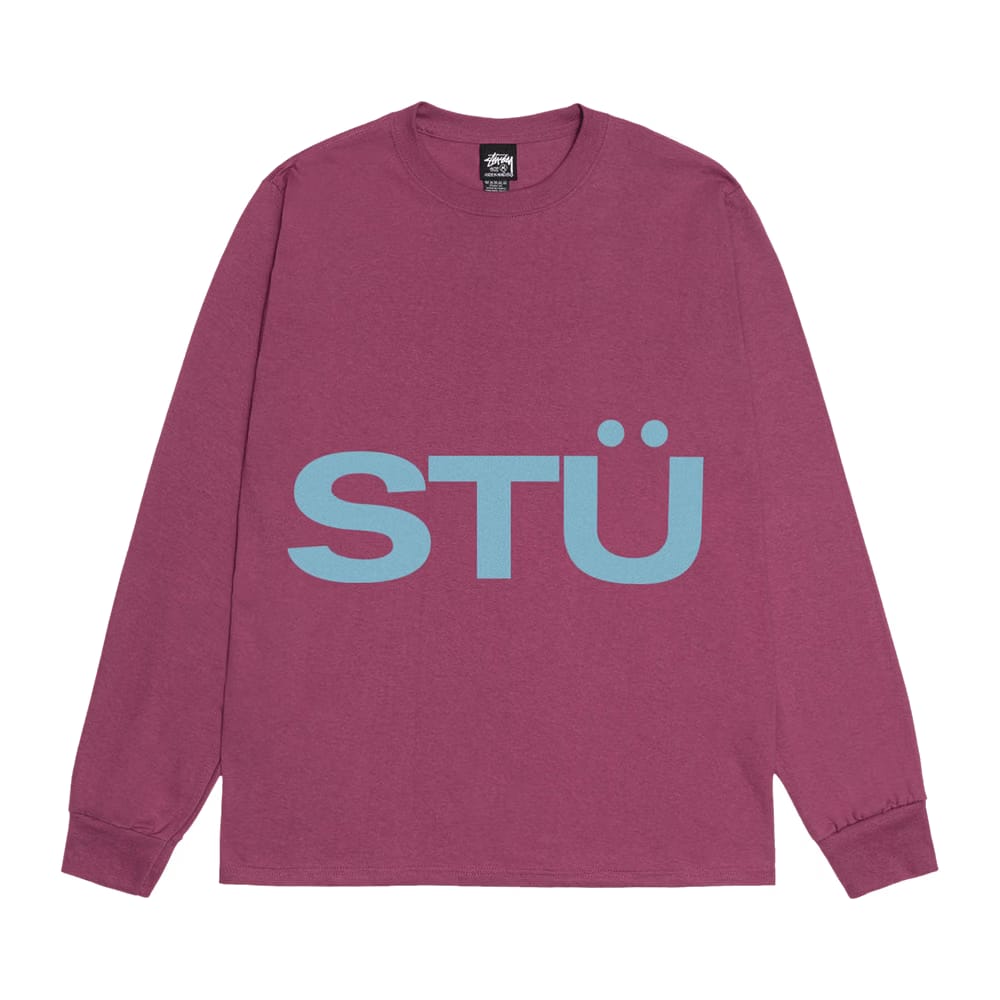 Stussy All Caps Long-Sleeve T-Shirt Berry