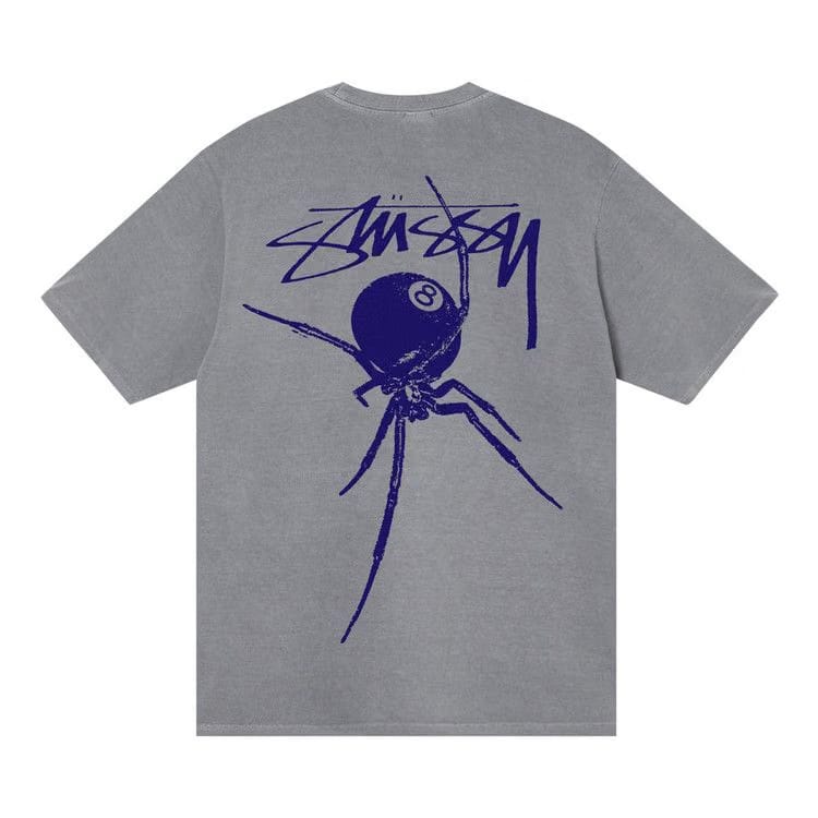 Stussy Arachnid Pigment Dyed T-Shirt Grey