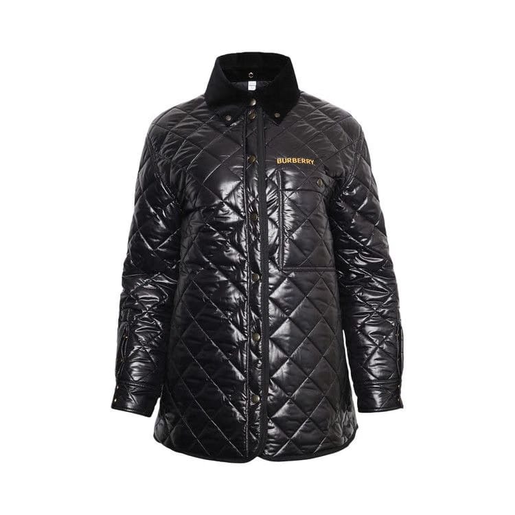 Burberry Corduroy Collar Diamond Quilted Jacket Black