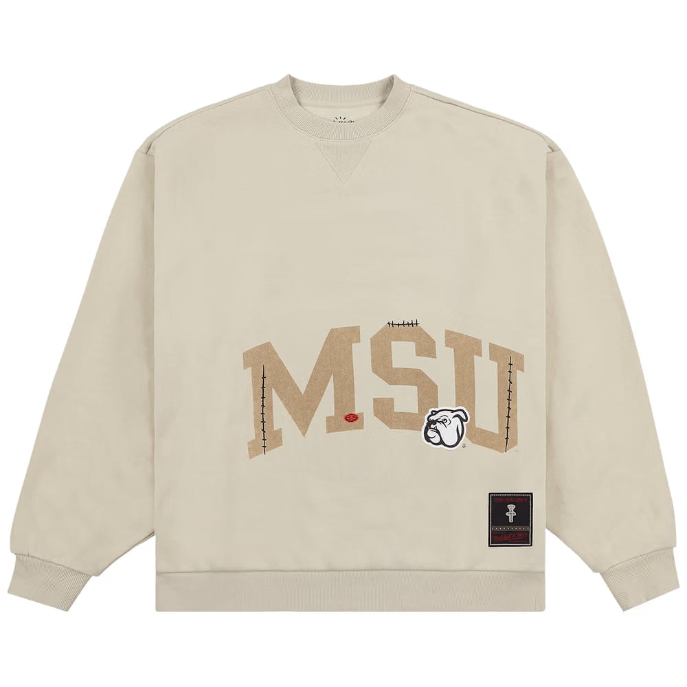 Cactus Jack by Travis Scott x Mitchell & Ness Mississippi State University Crewneck Tan