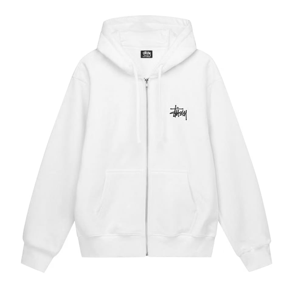 Stussy Basic Zip Hoodie White