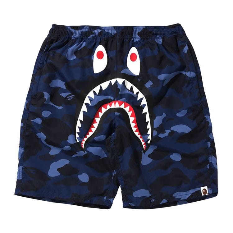 BAPE Color Camo Shark Beach Shorts Navy
