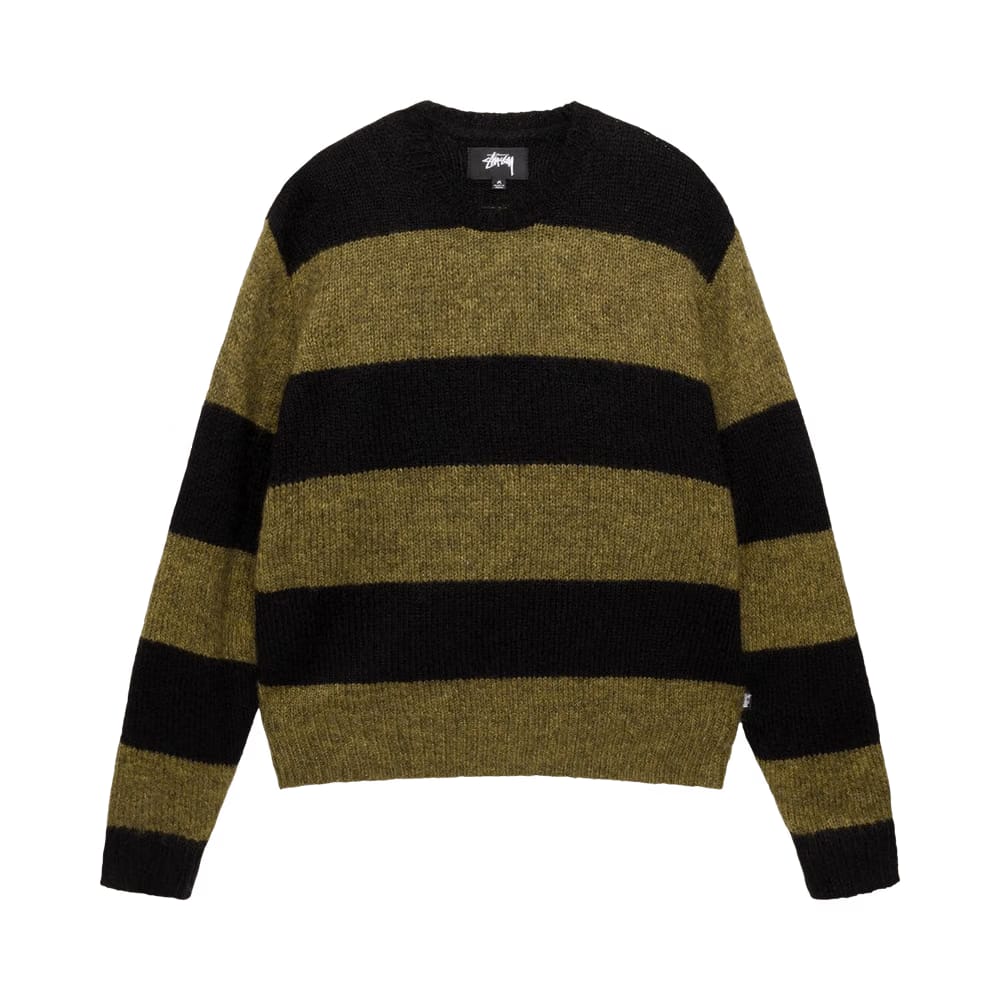 Stussy Big Stripe Crew Dark Olive