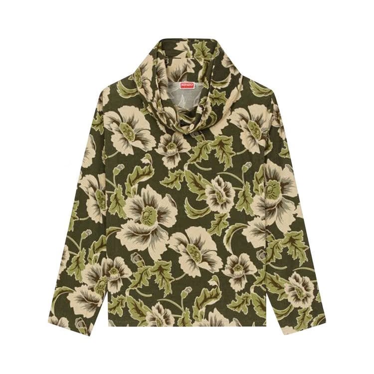Kenzo Floral Print Rollneck Sweatshirt Dark Khaki