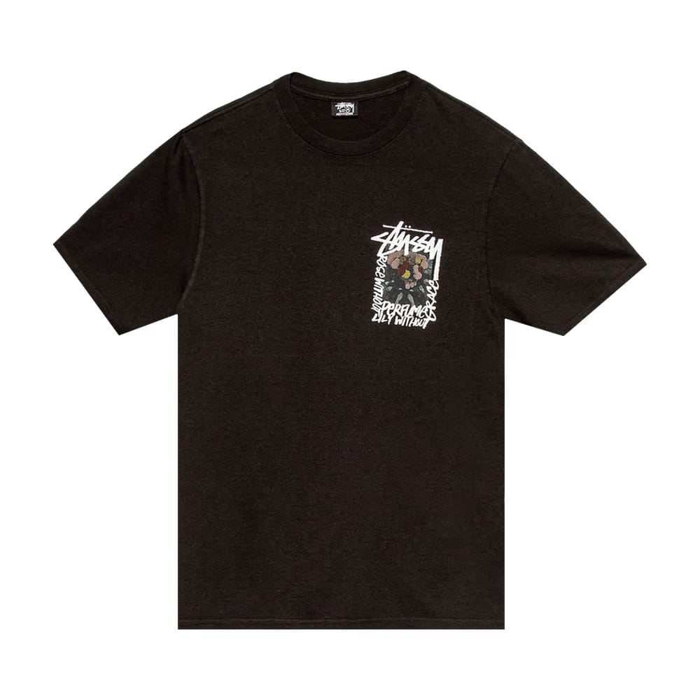 Stussy Camellias Pigment Dyed T-Shirt Black