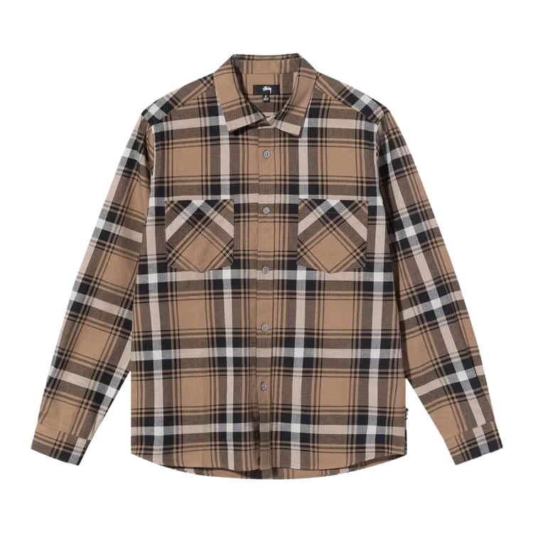 Stussy Classic Bailey Plaid Long-Sleeve Shirt Brown