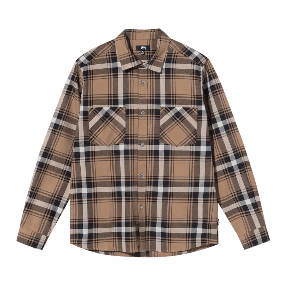 Stussy Classic Bailey Plaid Long-Sleeve Shirt Brown