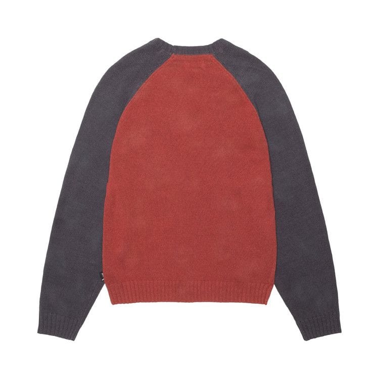 Stussy Colorblocked Raglan Knit Crew Brick