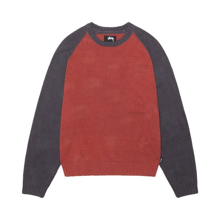 Stussy Colorblocked Raglan Knit Crew Brick