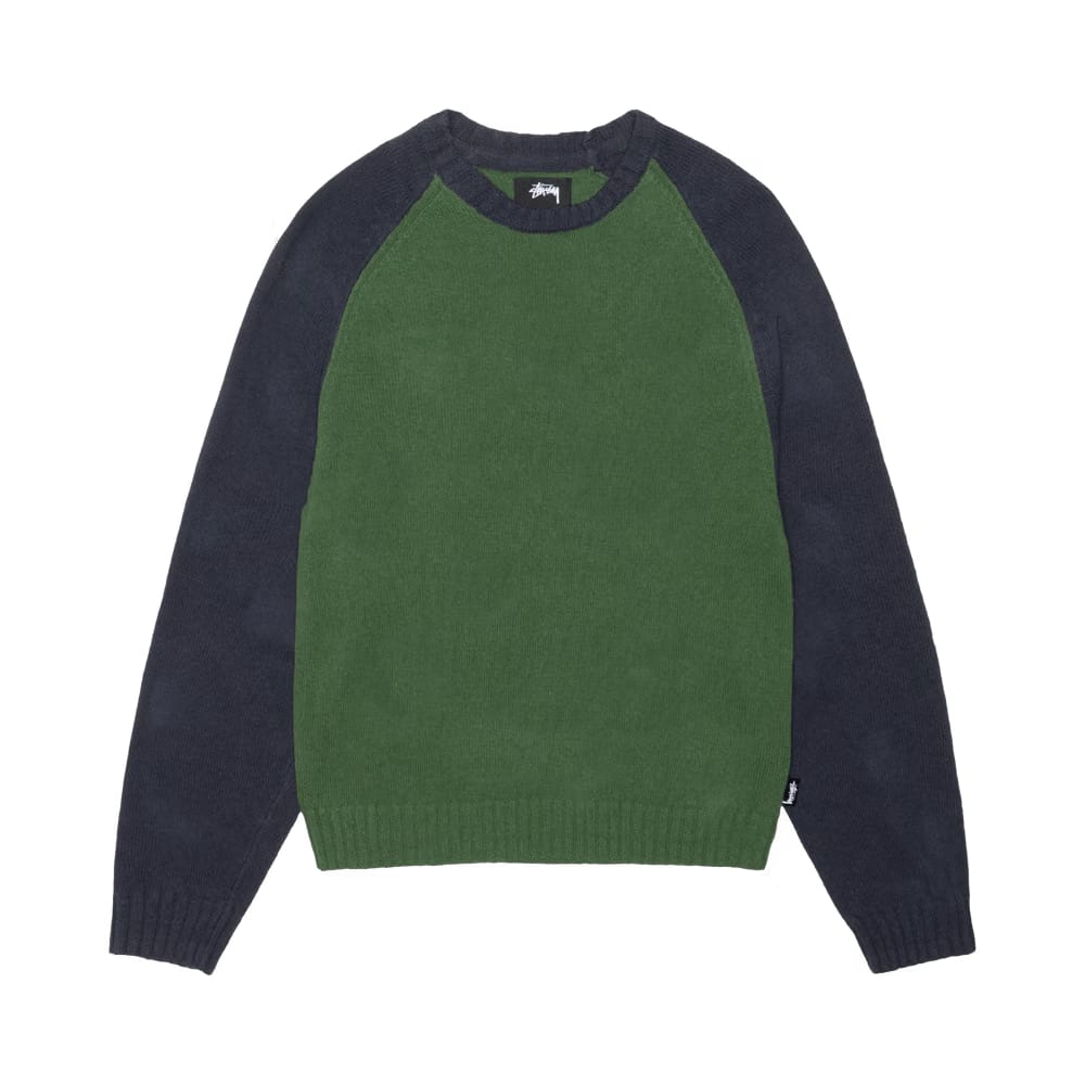Stussy Colorblocked Raglan Knit Crew Green