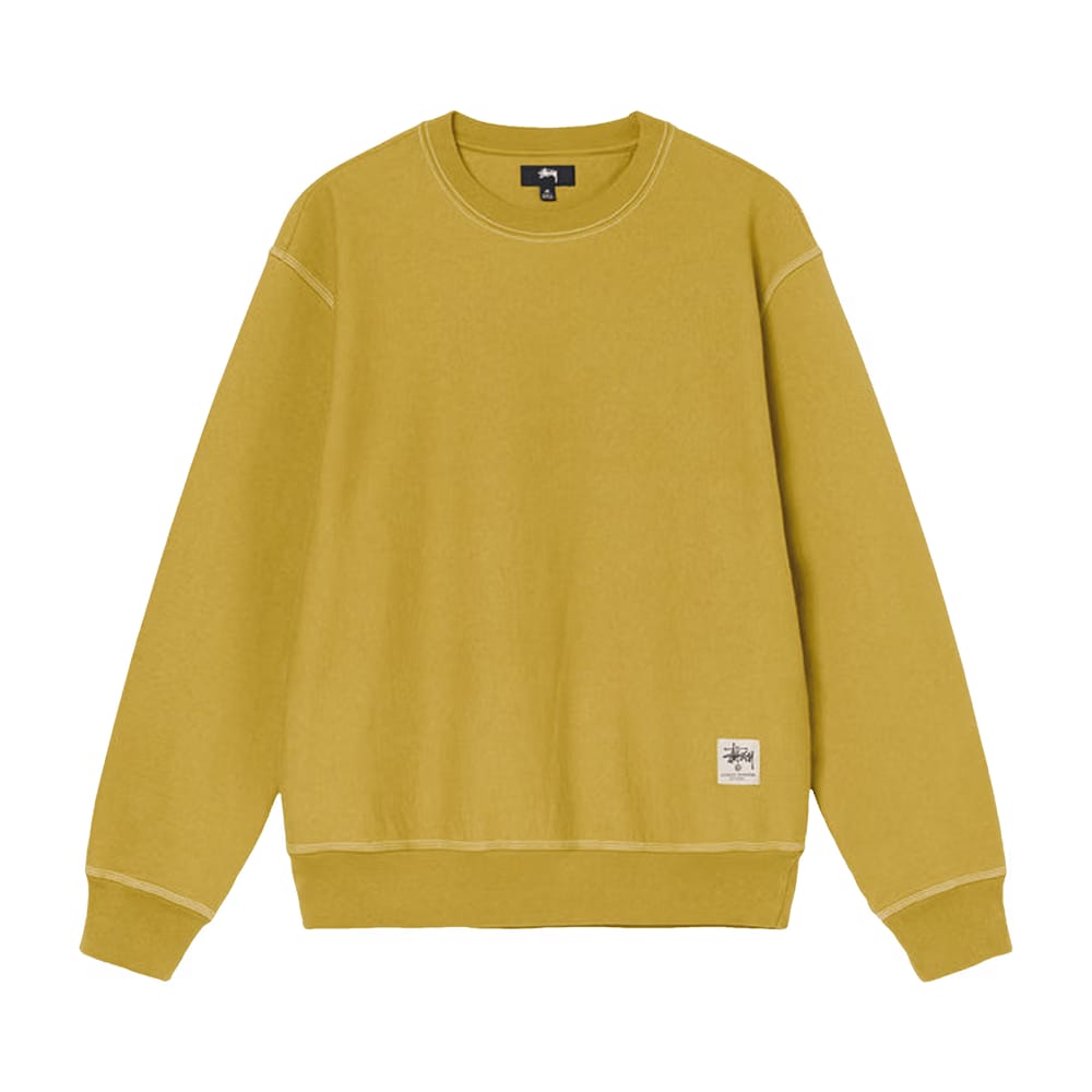 Stussy Contrast Stitch Label Crew Gold