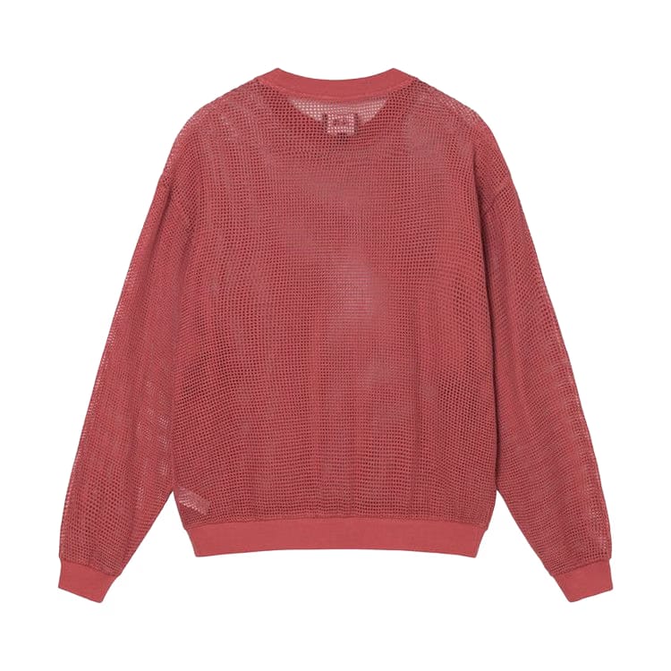 Stussy Cotton Mesh Long-Sleeve Crew Brick