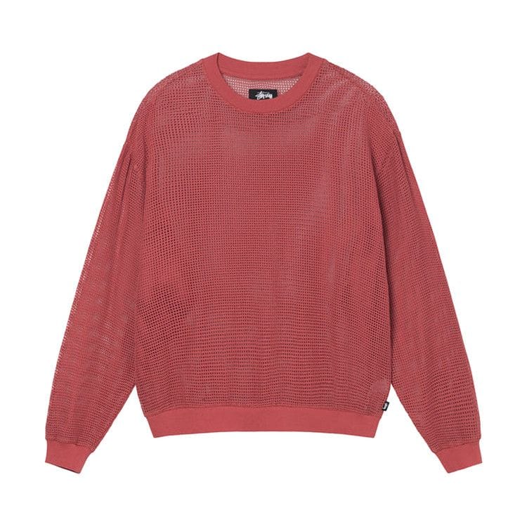 Stussy Cotton Mesh Long-Sleeve Crew Brick